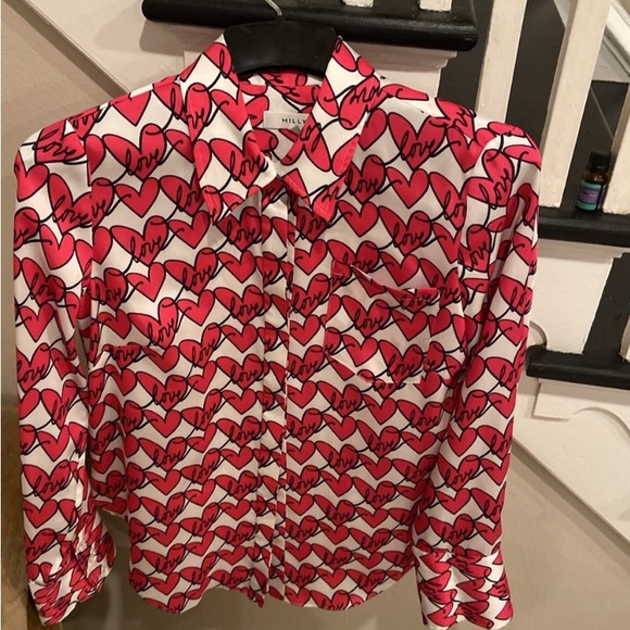 Milly Raspberry  black and white twill  top size 10 pristine Condition - Picture 5 of 5